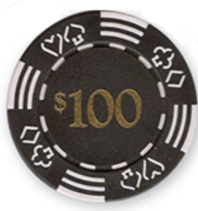 Value Poker Chips: Royal Card Suits, 11.5 Gram, $100 Black main image